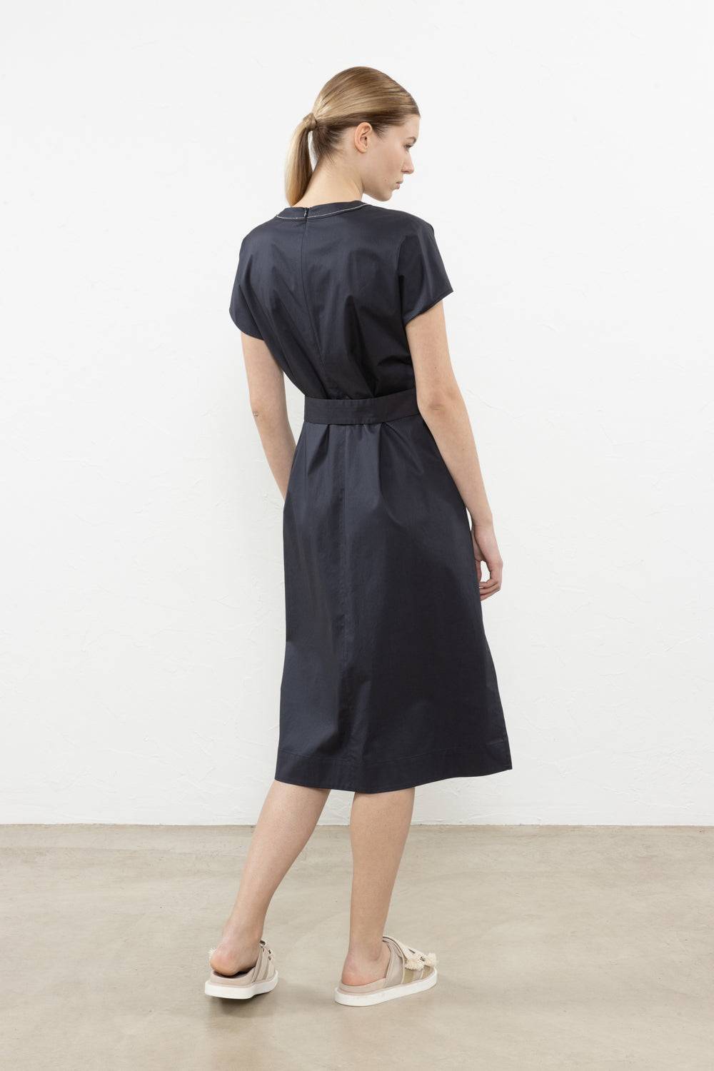 Peserico Abito midi in leggero raso di cotone stretch Sconto