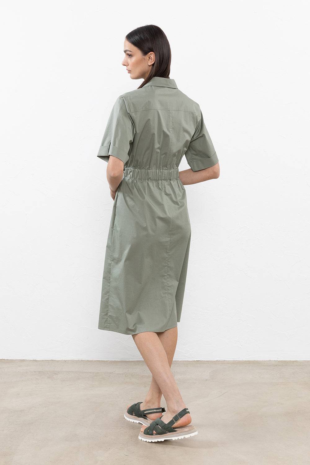 Peserico Abito midi in leggero raso di cotone stretch Online