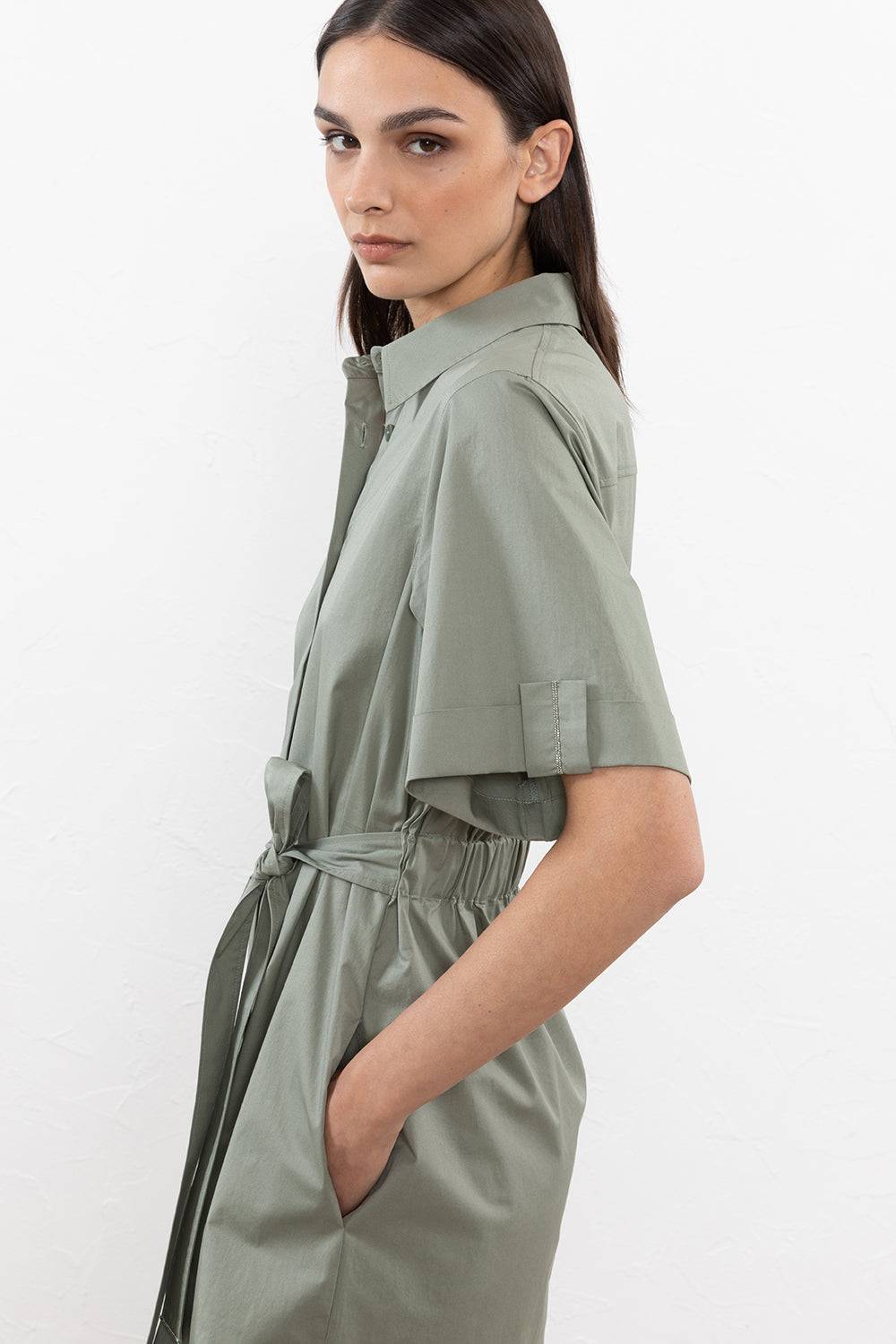 Peserico Abito midi in leggero raso di cotone stretch Online