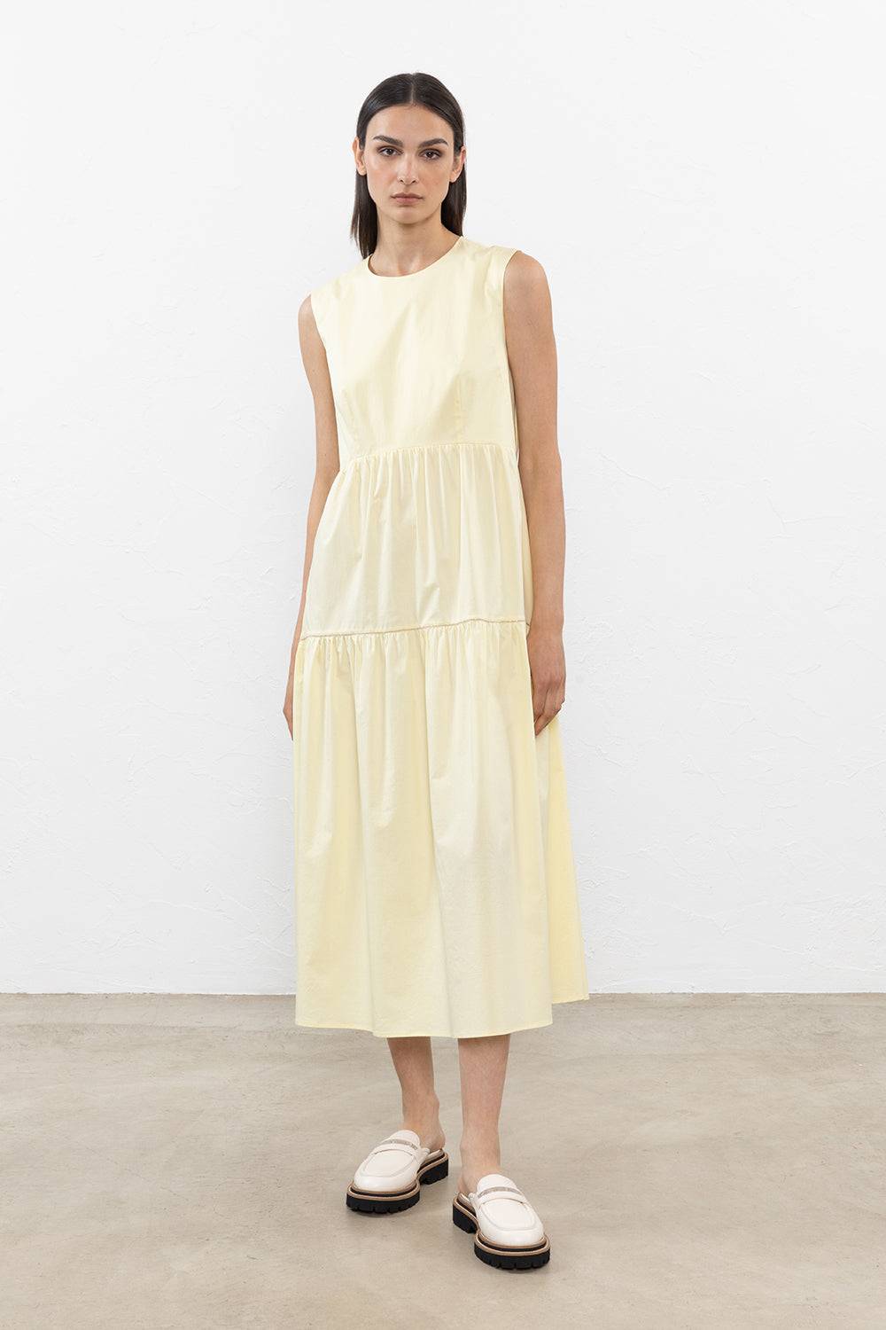 Peserico Abito midi in leggero raso di cotone stretch Outlet