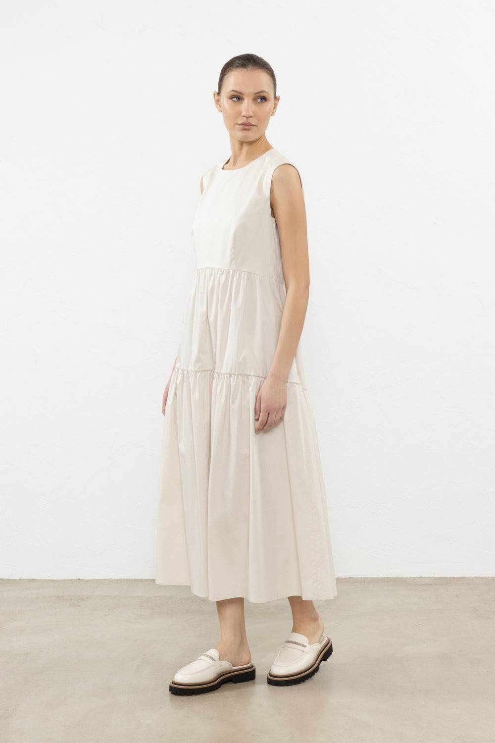 Peserico Abito midi in leggero raso di cotone stretch Offerte