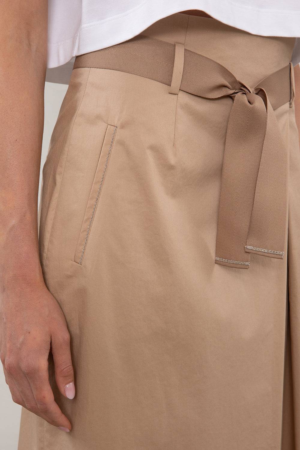 Peserico Gonna midi in leggero raso di cotone stretch Nuova