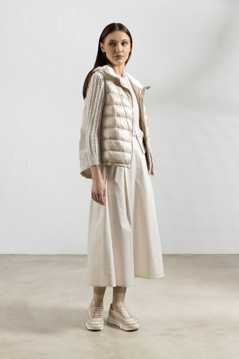 Peserico Gonna midi in leggero raso di cotone stretch Moda