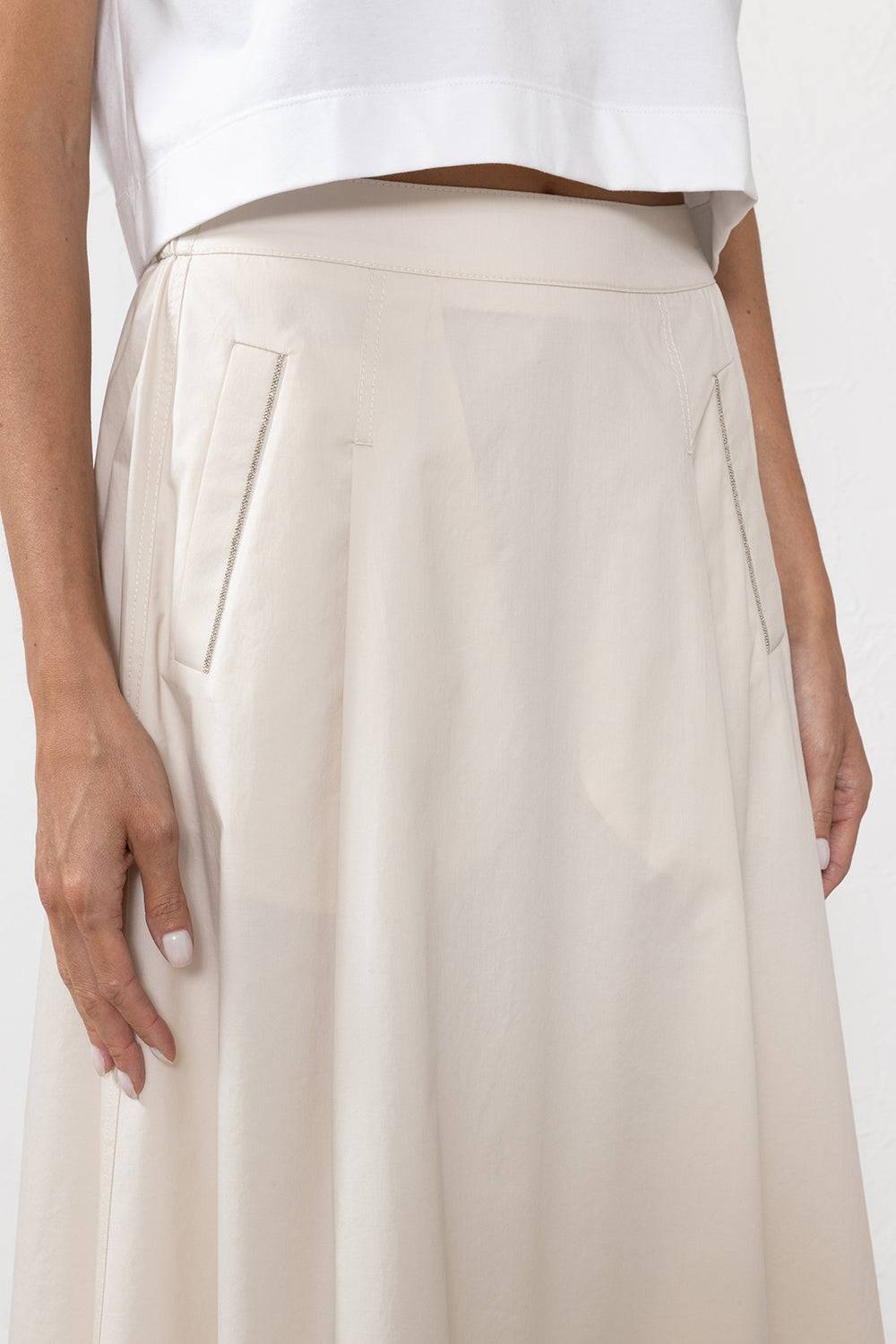 Peserico Gonna midi in leggero raso di cotone stretch Moda
