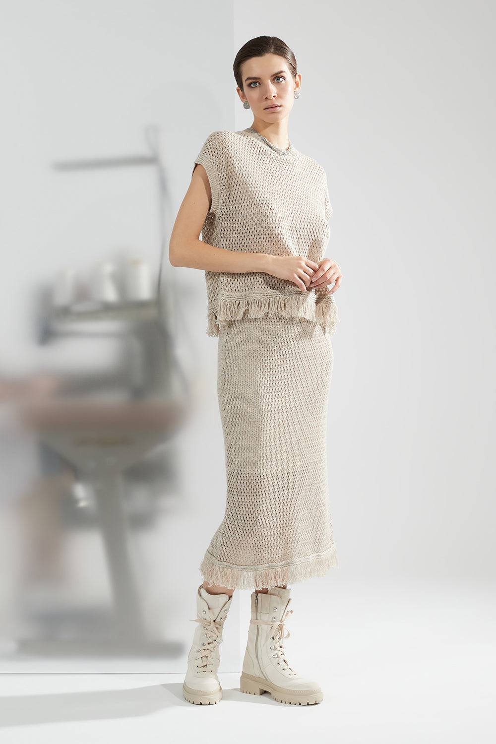 Peserico Gonna in filato di lino e cotone Flash Sale