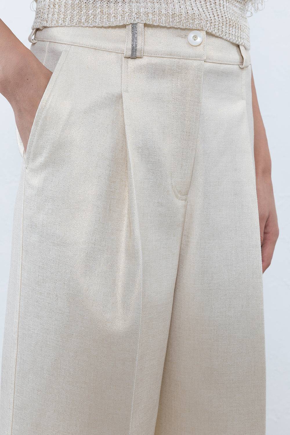 Peserico Pantalone a palazzo in drill di cotone stretch Offerta Giorno del Papà
