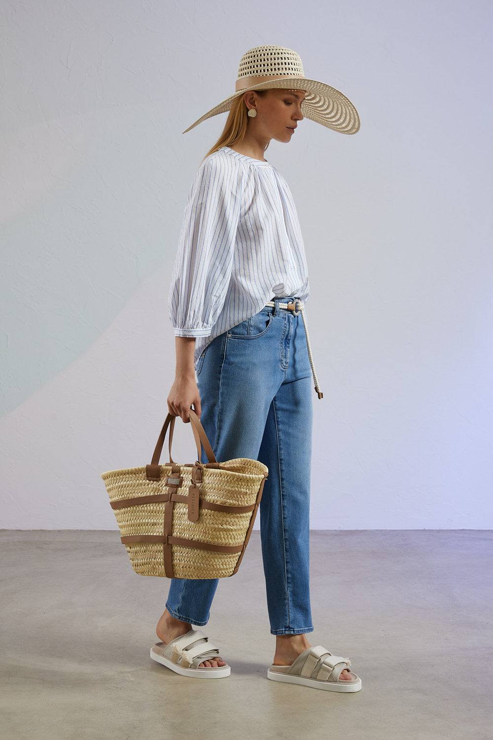 Peserico Pantalone denim in cotone stretch Smaltimento dello stoccaggio