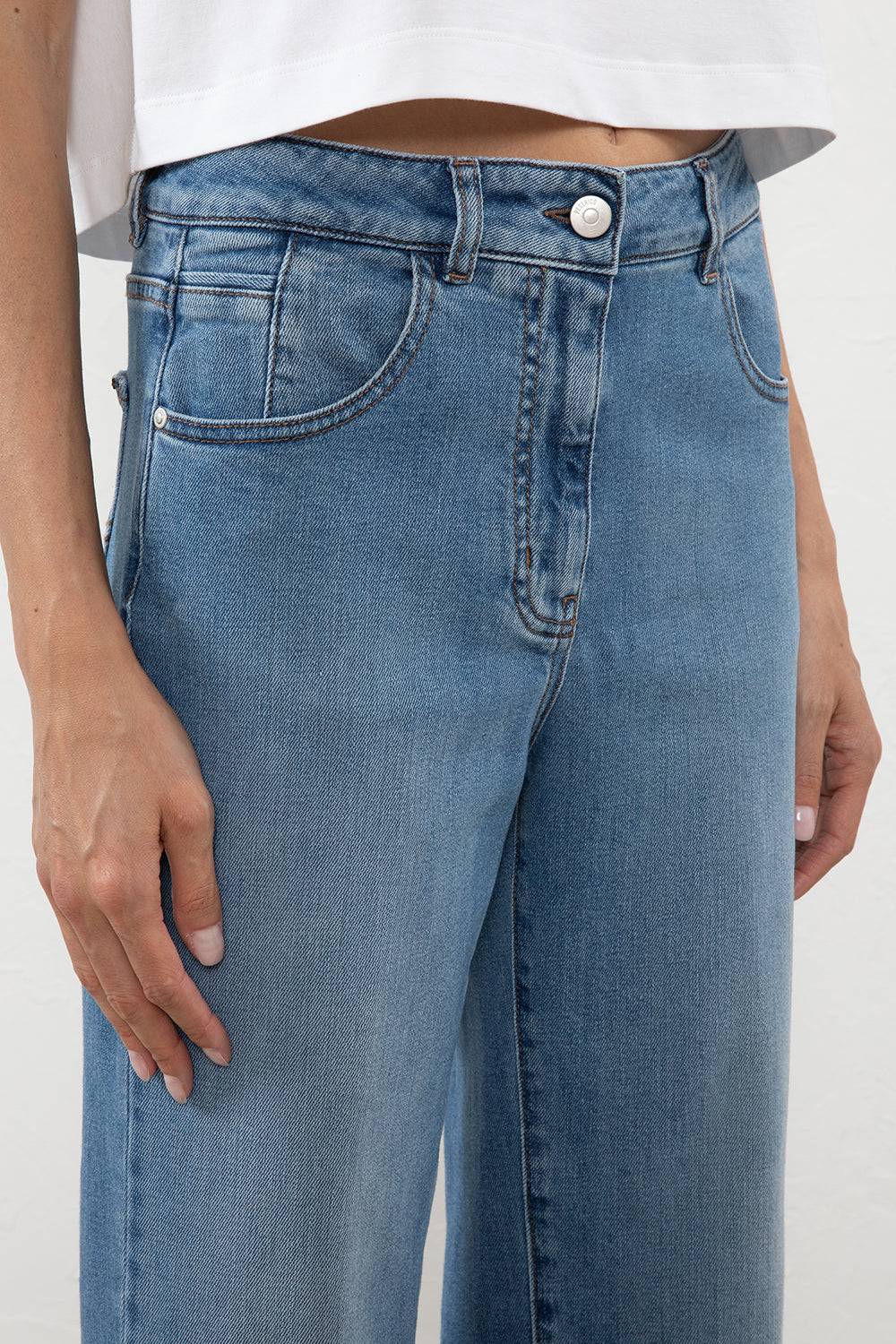 Peserico Pantalone denim in cotone stretch Smaltimento dello stoccaggio
