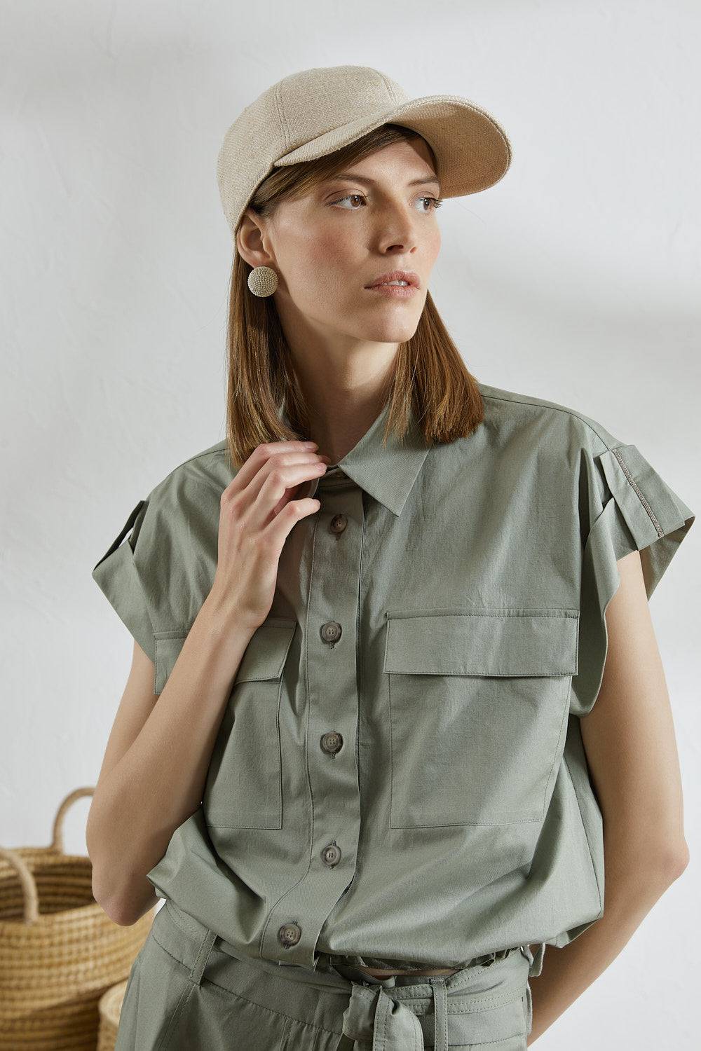 Peserico Camicia in raso leggero di cotone "mano vela" con coulisse Grandi sconti