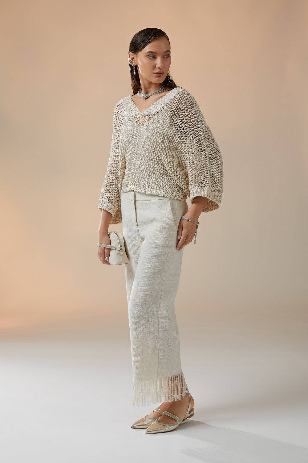 Peserico Pantalone alla caviglia in stuoia grezza di cotone Bestseller