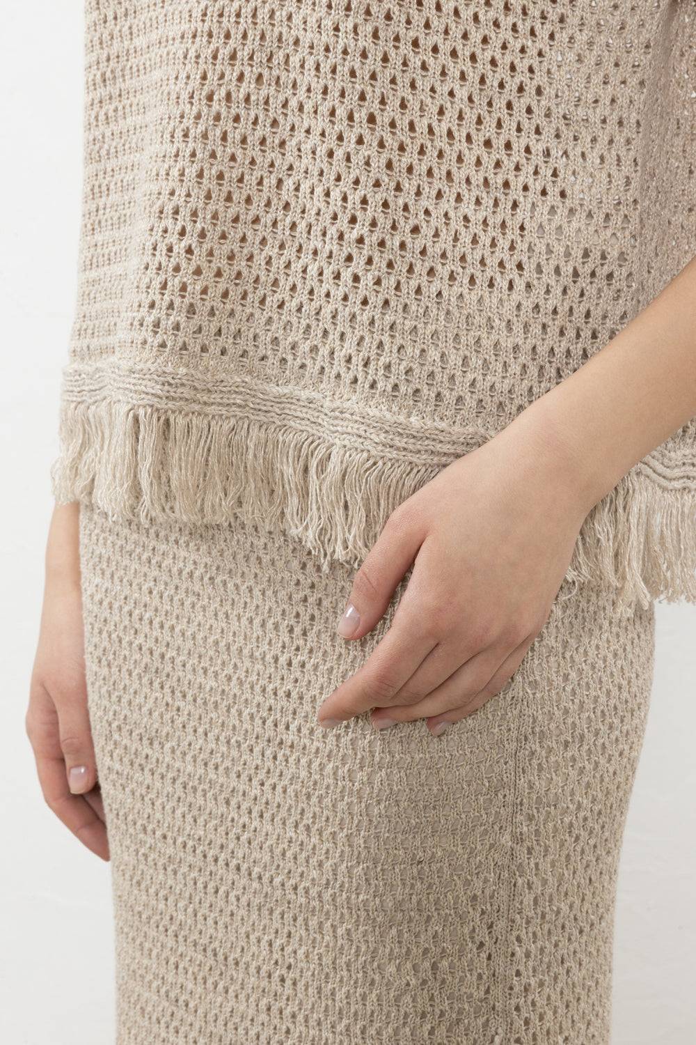 Peserico Maglia a rete in filato mélange di lino e cotone Offerte stagionali