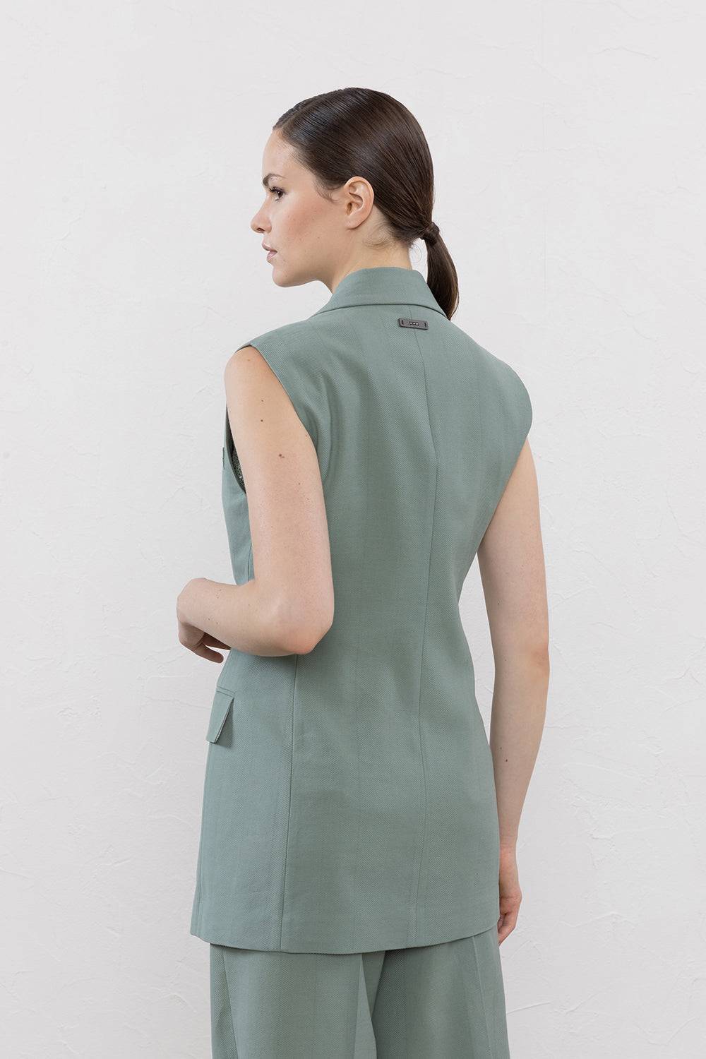 Peserico Gilet doppiopetto in cotone e lino Liquidazione