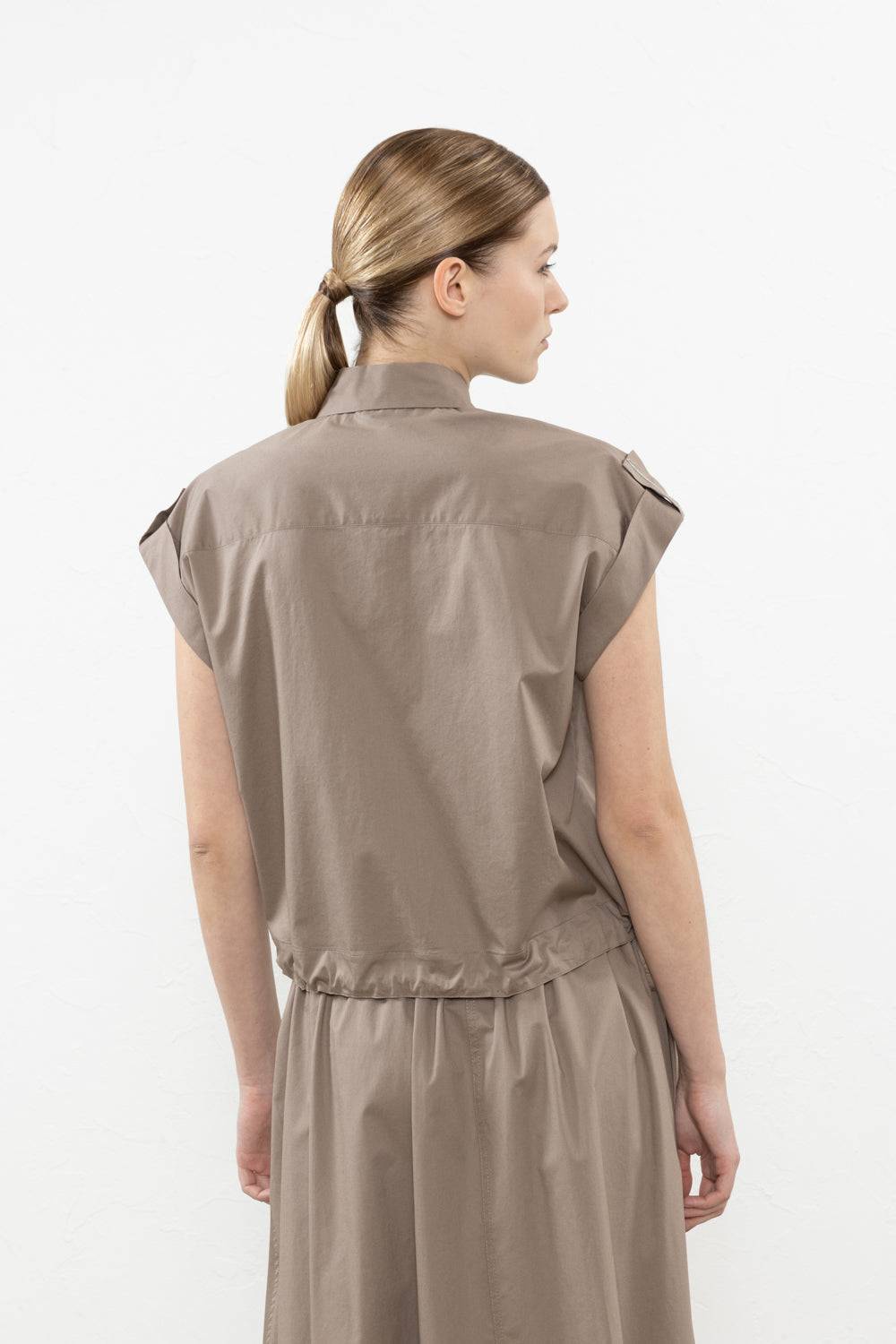 Peserico Camicia in raso leggero di cotone "mano vela" con coulisse Offerte giornaliere