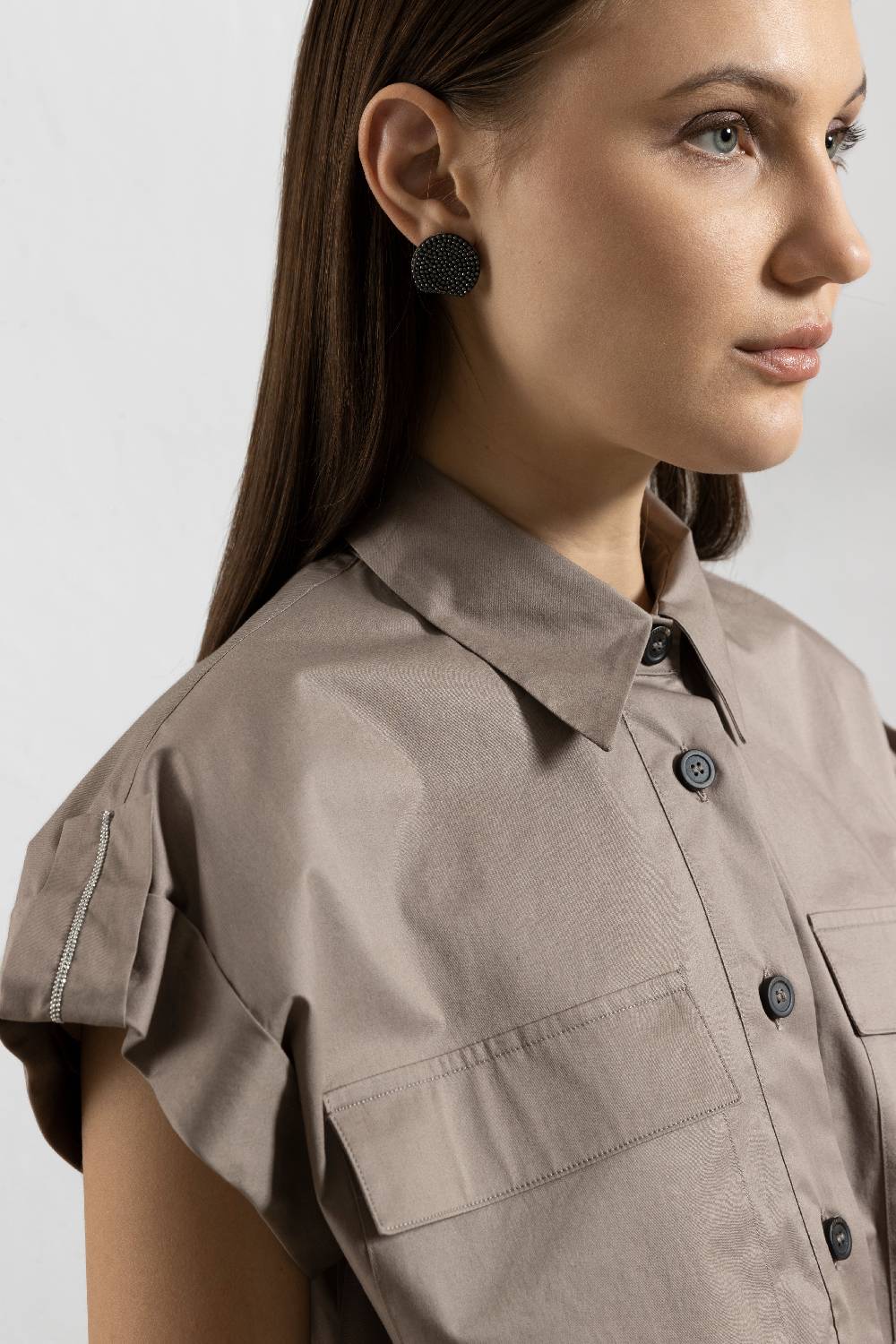 Peserico Camicia in raso leggero di cotone "mano vela" con coulisse Offerte giornaliere