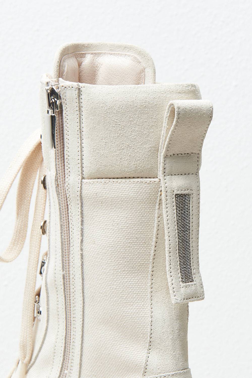 Peserico Stivali Combats in tessuto canvas e pelle scamosciata Fino al 60% di sconto