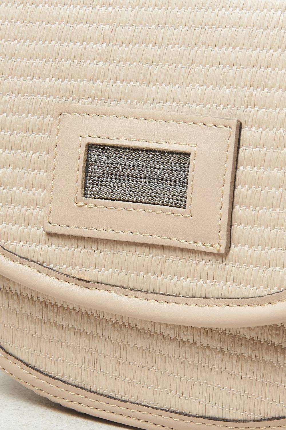Peserico Borsa a mano torchon in pelle e tessuto effetto paglia Discount Store per i nuovi prodotti