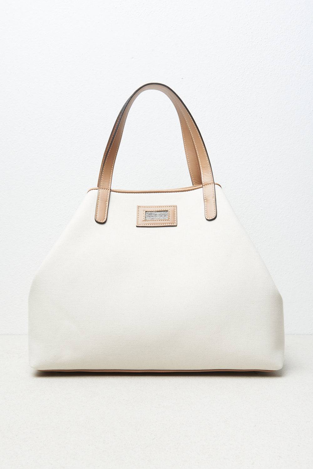 Peserico Borsa shopping in tessuto canvas e inserti in pelle Solo un giorno rimasto