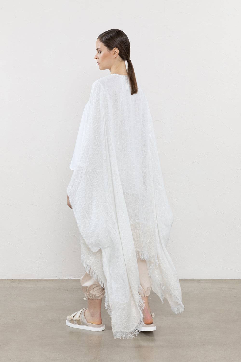 Peserico Stola a kimono in lino, viscosa e lurex Officina