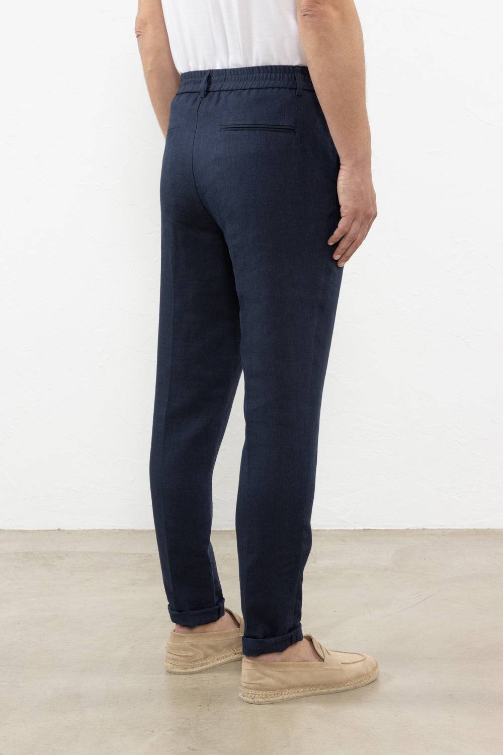 Peserico Pantalone flat in chevron di puro lino Novità