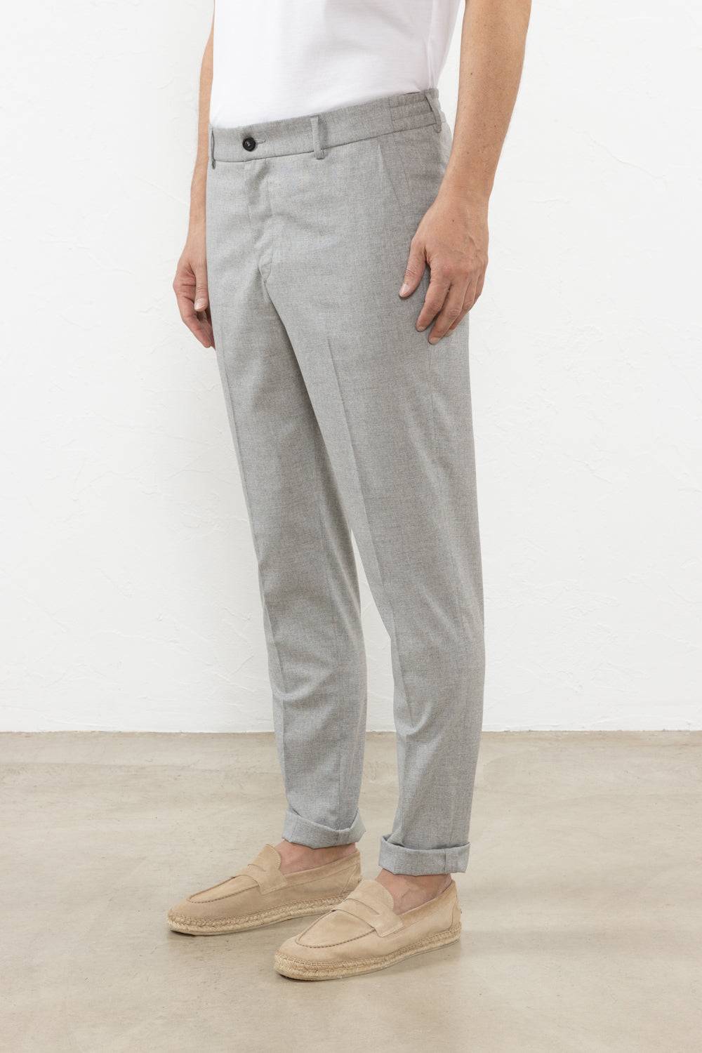 Peserico Pantalone flat in fil-à-fil di lana seta e cotone Presa