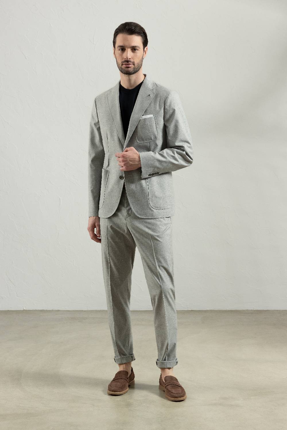 Peserico Pantalone flat in fil-à-fil di lana seta e cotone Presa