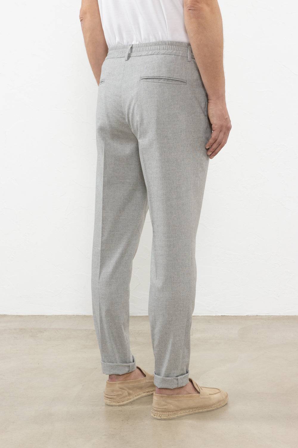 Peserico Pantalone flat in fil-à-fil di lana seta e cotone Presa