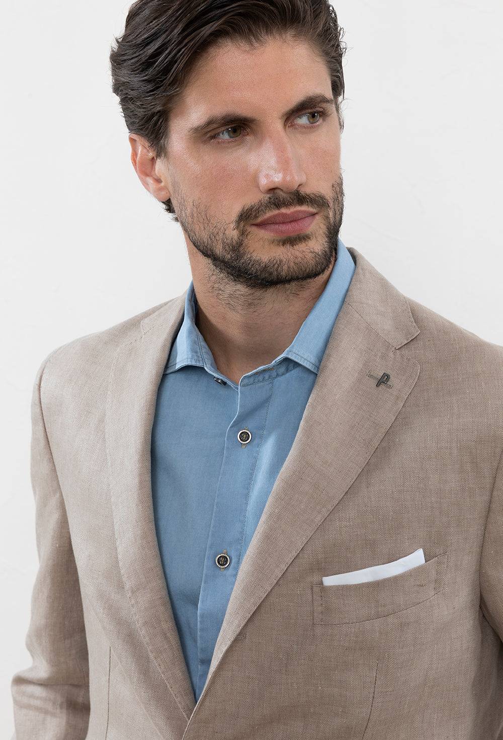 Peserico Blazer monopetto in puro lino Chevron Vendita Calda