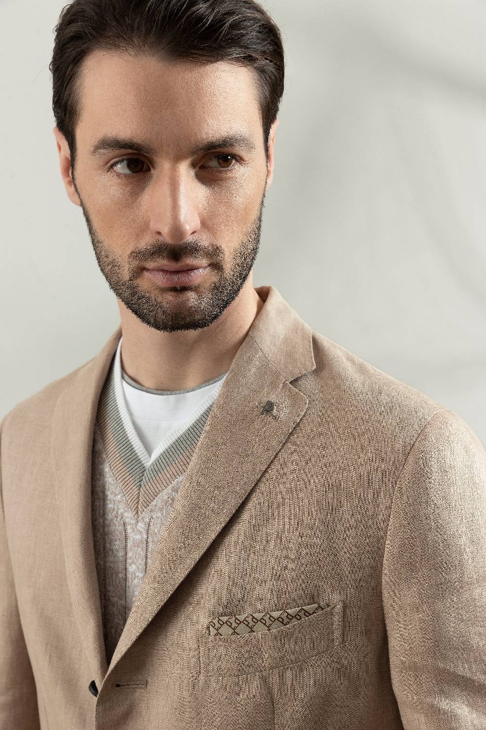 Peserico Blazer monopetto in puro lino Chevron Vendita Calda