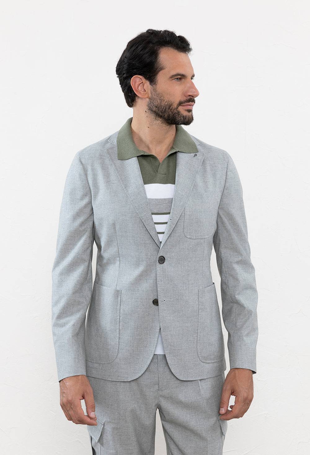 Peserico Blazer monopetto fila fil in lana seta e cotone comfort Saldi Di Fabbrica