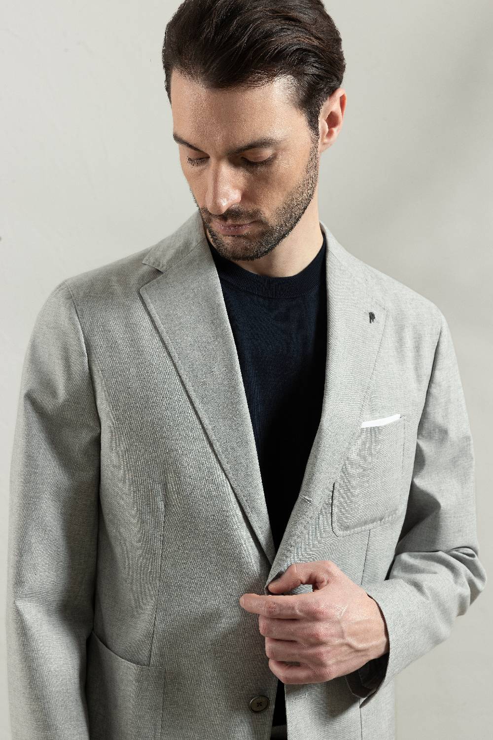 Peserico Blazer monopetto fila fil in lana seta e cotone comfort Saldi Di Fabbrica