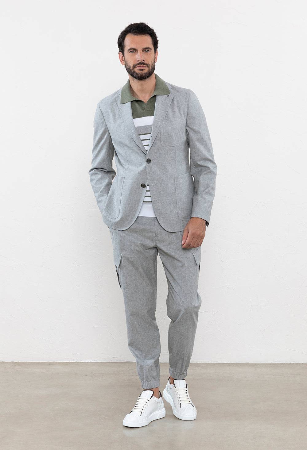 Peserico Blazer monopetto fila fil in lana seta e cotone comfort Saldi Di Fabbrica