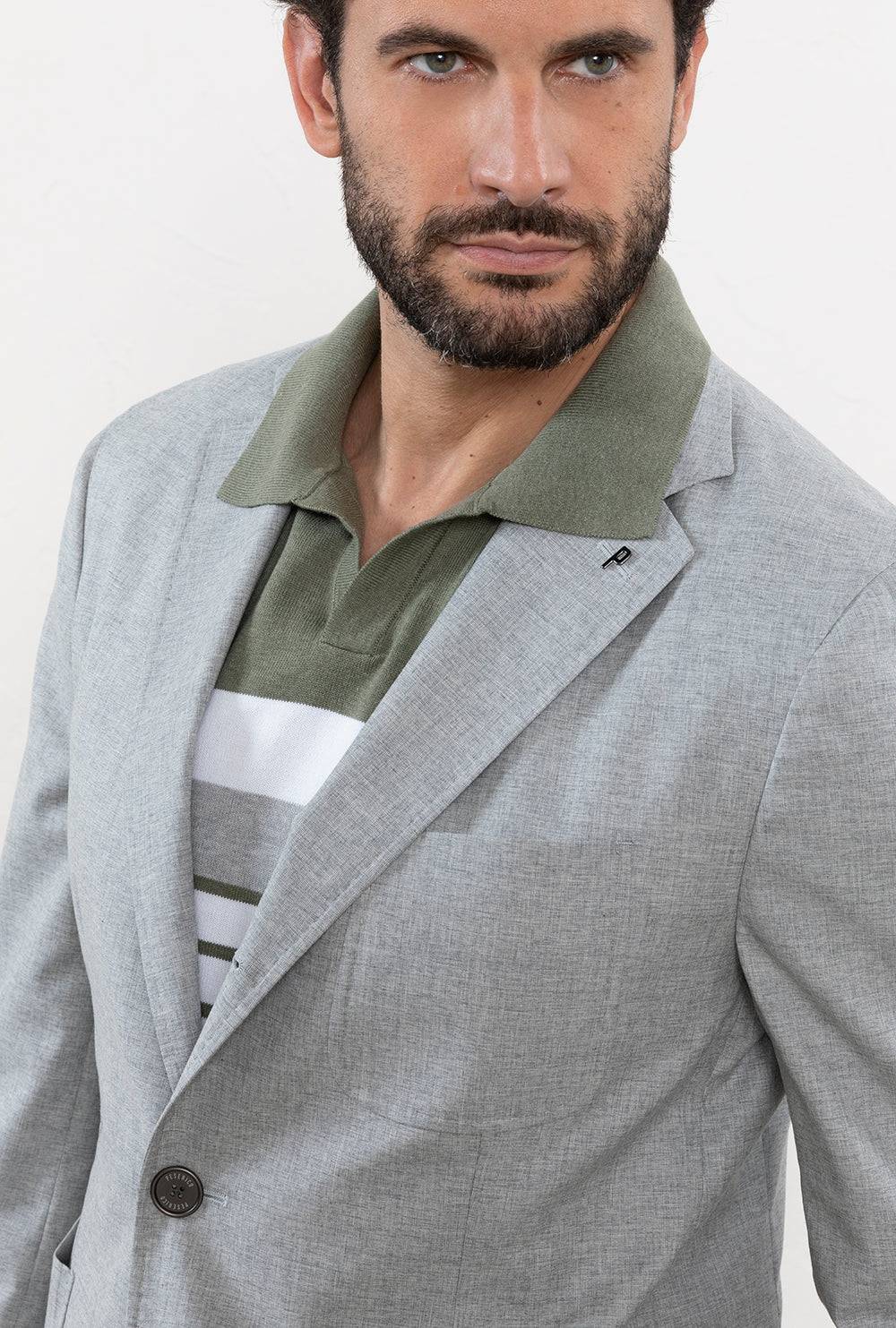 Peserico Blazer monopetto fila fil in lana seta e cotone comfort Saldi Di Fabbrica