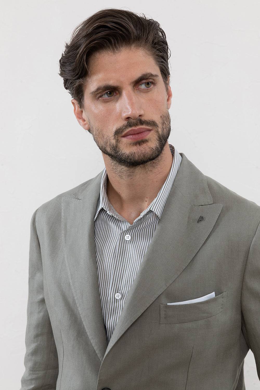 Peserico Blazer monopetto in chevron di puro lino Negozio
