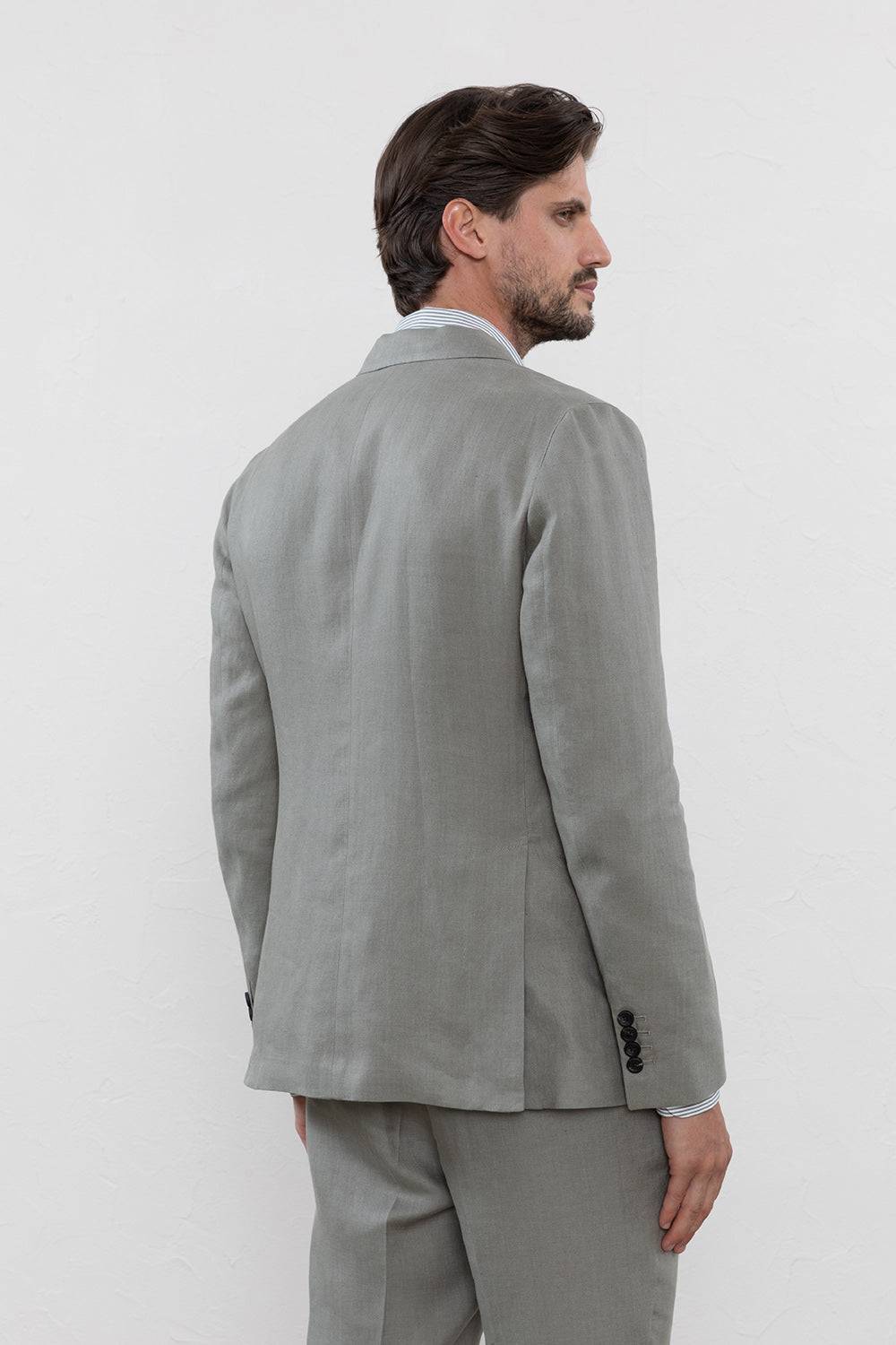Peserico Blazer monopetto in chevron di puro lino Negozio