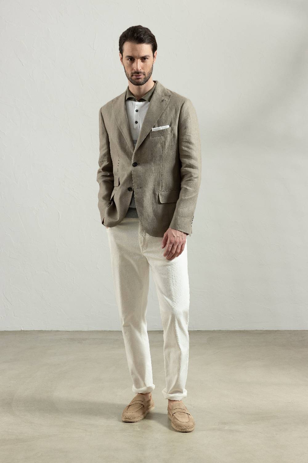 Peserico Blazer monopetto in chevron di puro lino Negozio