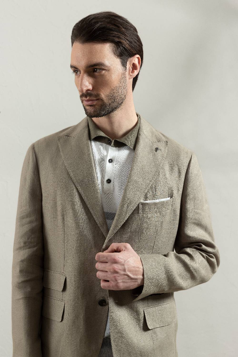 Peserico Blazer monopetto in chevron di puro lino Negozio