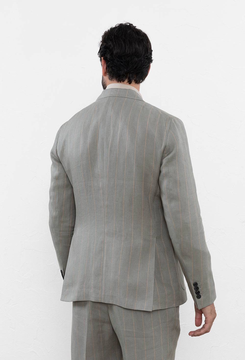 Peserico Blazer doppiopetto in lino gessato Nuova