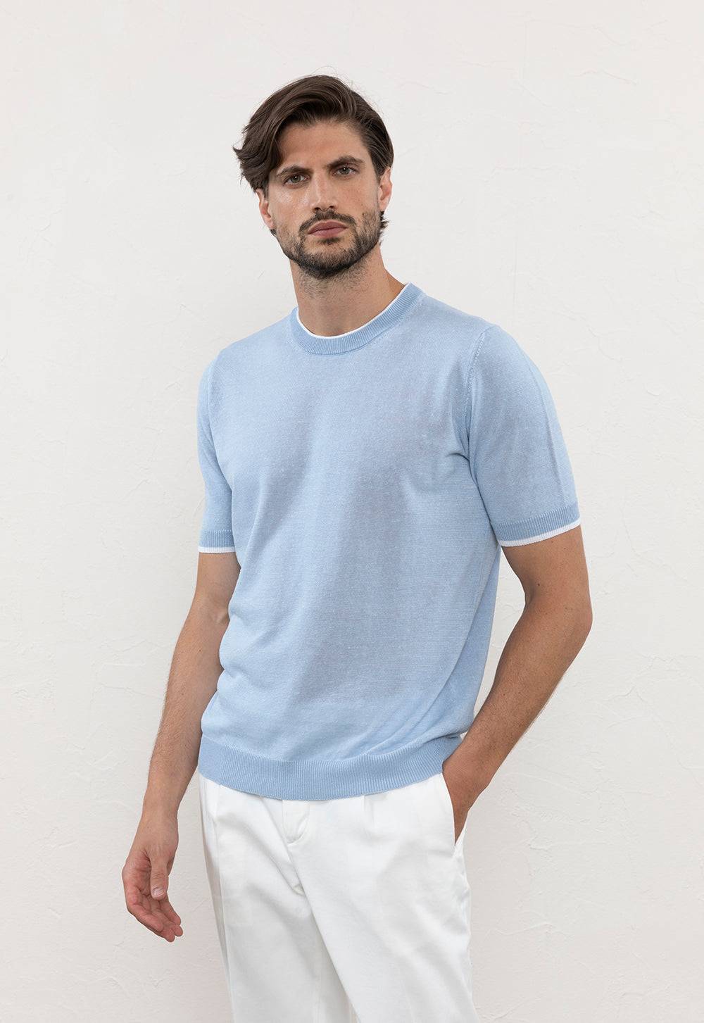 Peserico T-shirt in filato di lino e cotone crépe