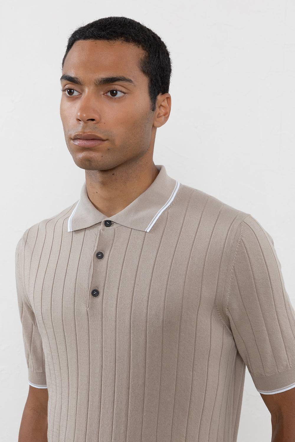 Peserico Polo in filato di puro cotone crepe a costa piatta Negozio online di fabbrica