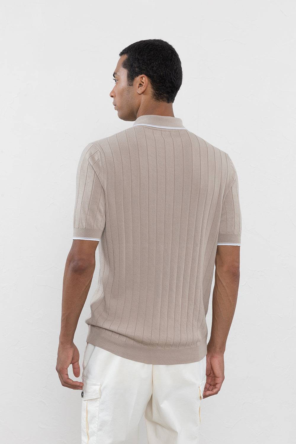 Peserico Polo in filato di puro cotone crepe a costa piatta Negozio online di fabbrica