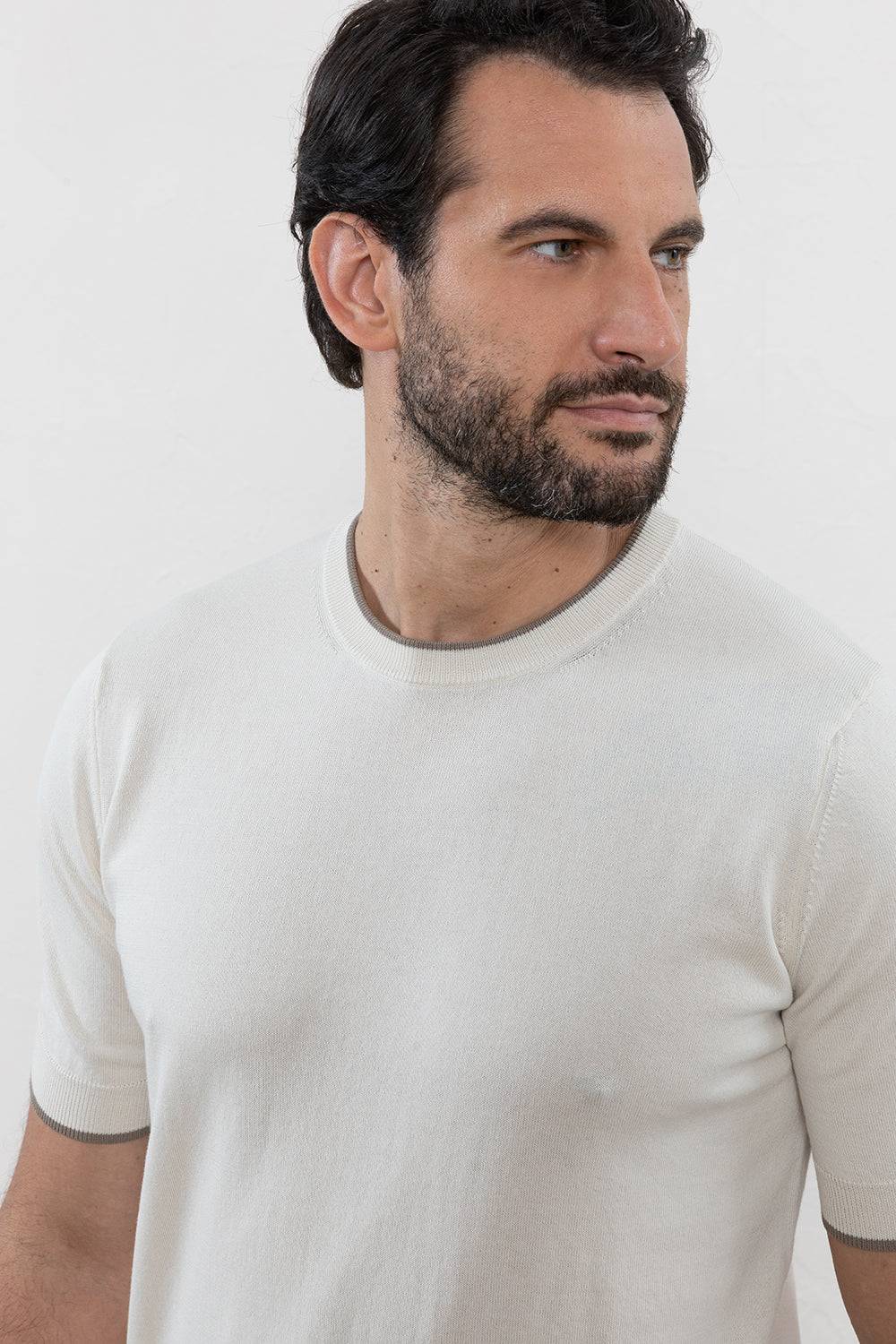 Peserico T-shirt in filato di puro cotone crépe Prezzo di fabbrica