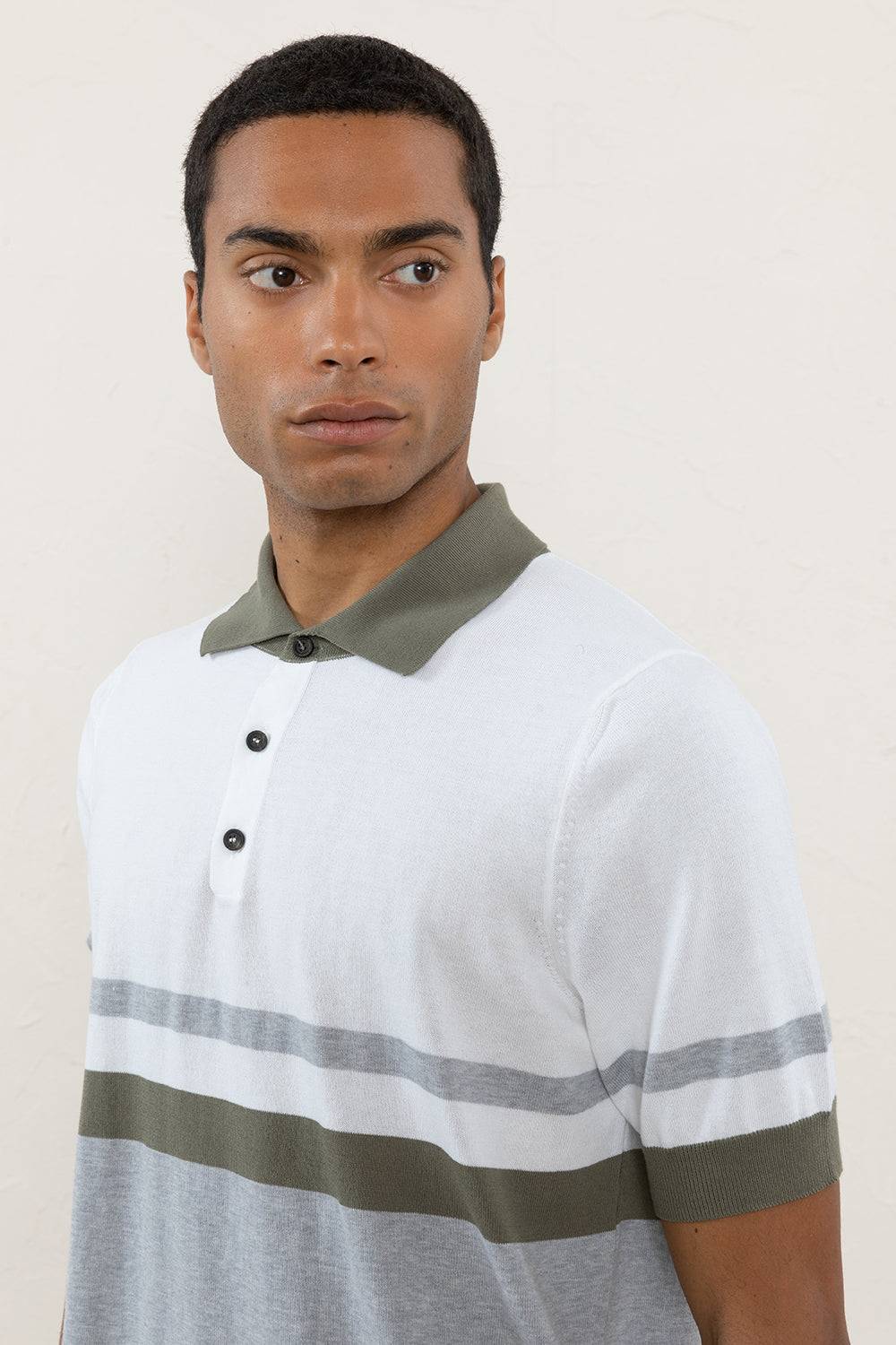 Peserico Polo in filato di puro cotone crepe a righe block color Shopping online