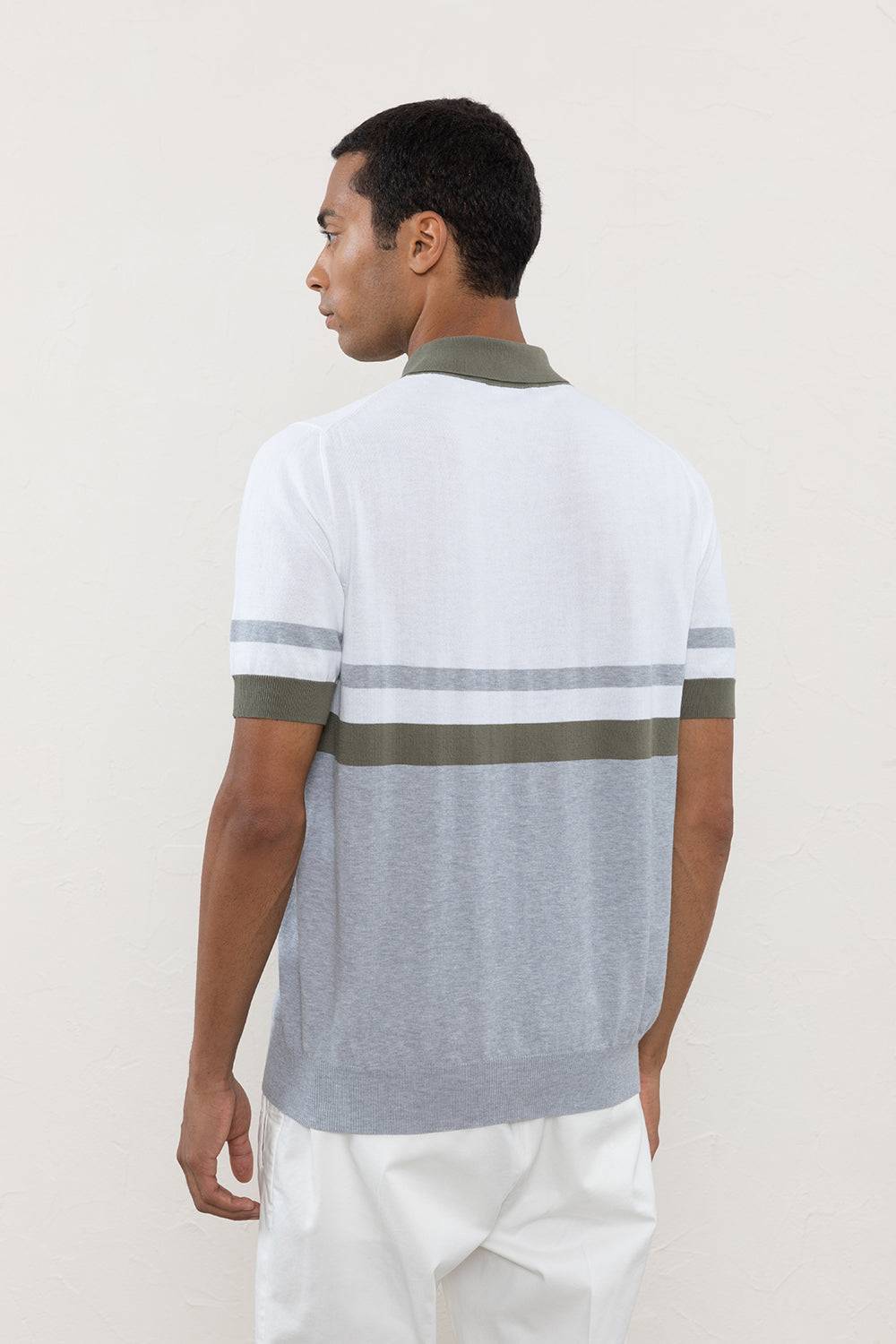 Peserico Polo in filato di puro cotone crepe a righe block color Shopping online