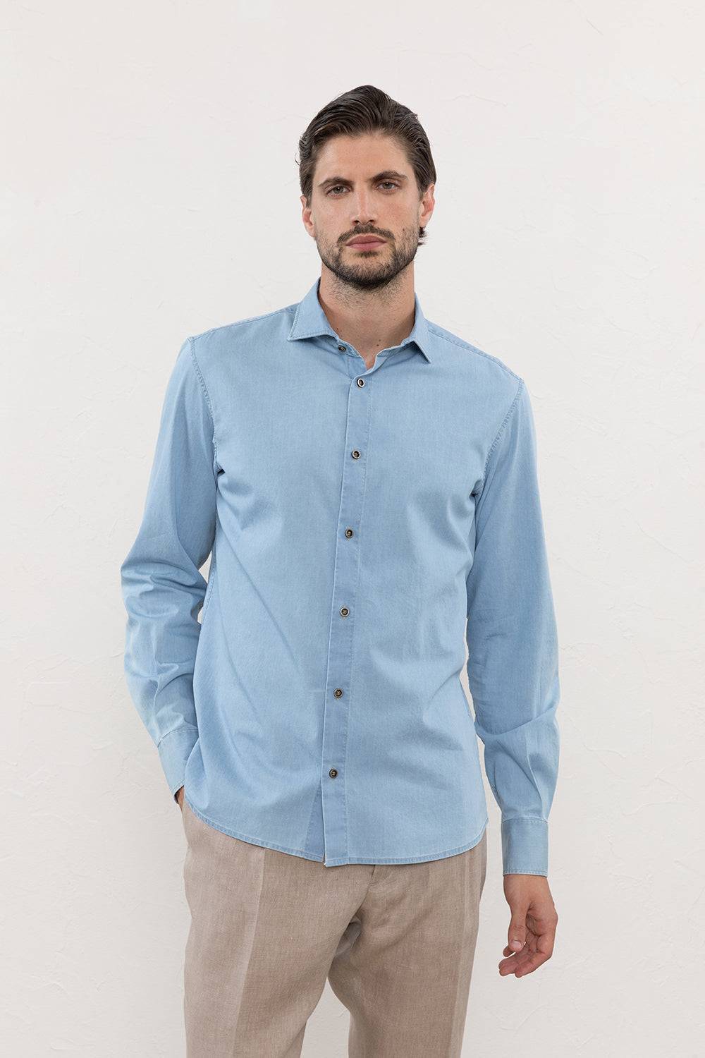 Peserico Camicia sportiva in leggero denim comfort Offerta temporanea