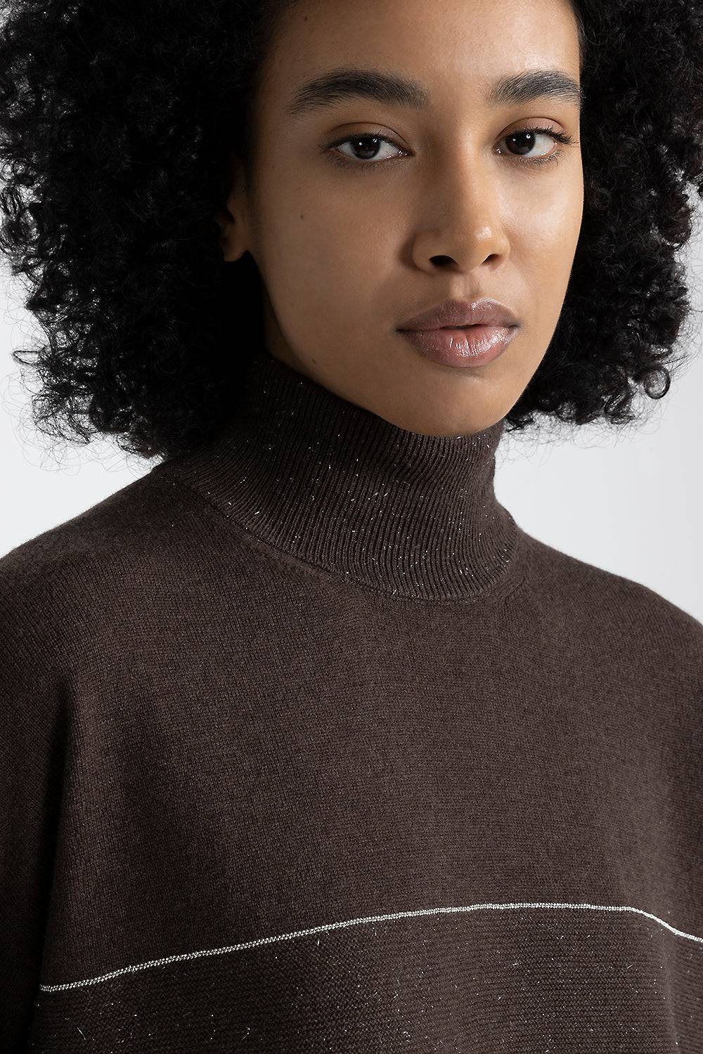 Peserico Maglia con collo a lupetto in lana, seta cashmere con lurex Liquidazione