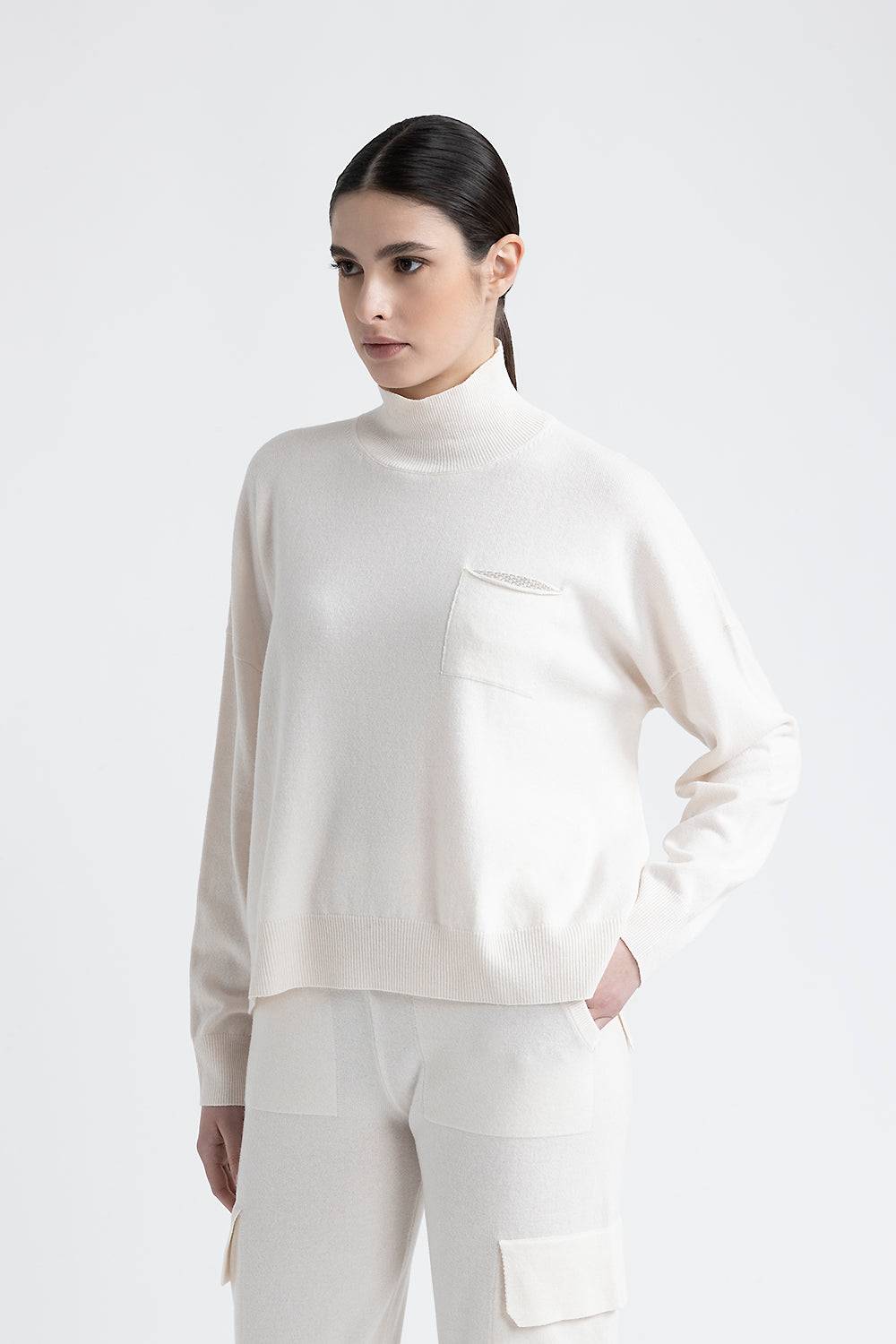 Peserico Maglia con collo a lupetto in lana, seta e cashmere