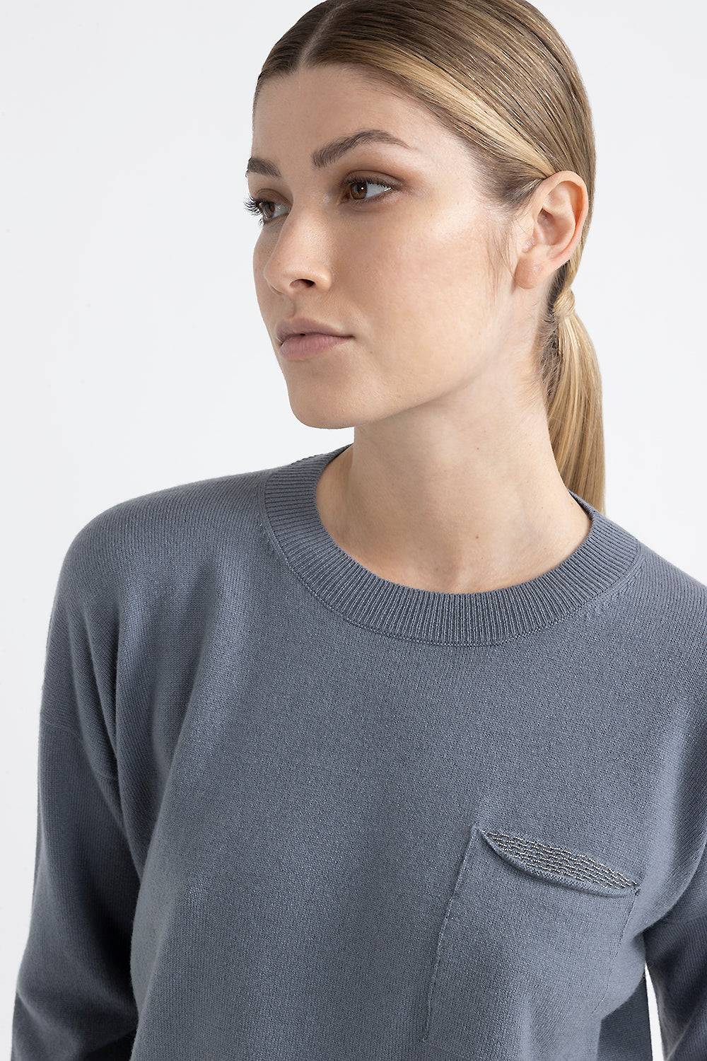 Peserico Maglia girocollo in rasato di lana, seta e cashmere Offerte speciali