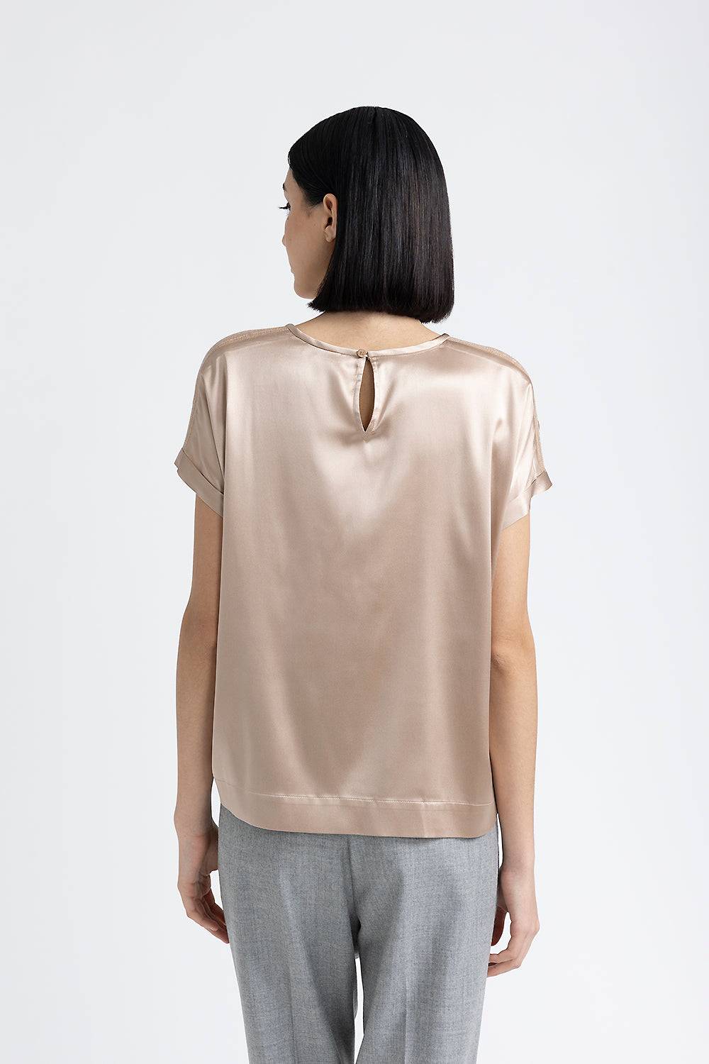 Peserico T-shirt in raso di seta con Punto Luce Super Saving Price