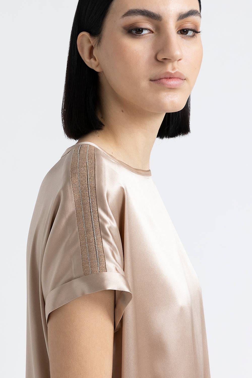 Peserico T-shirt in raso di seta con Punto Luce Super Saving Price