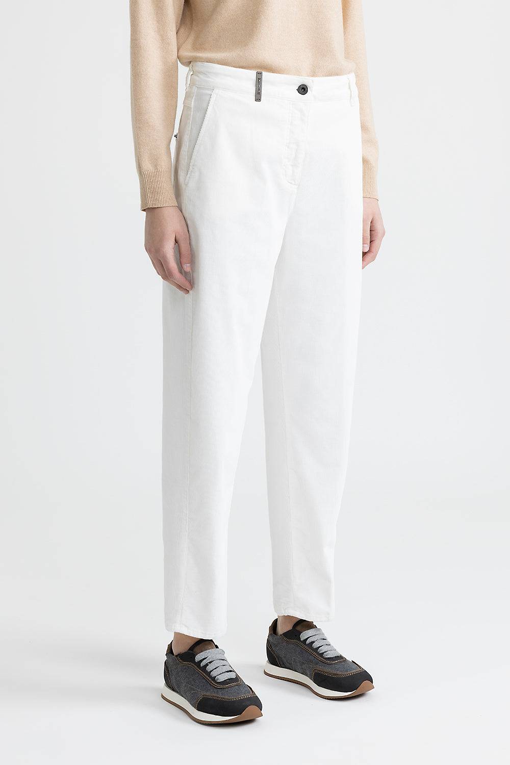 Peserico Pantalone carrot in velluto 2000 righe